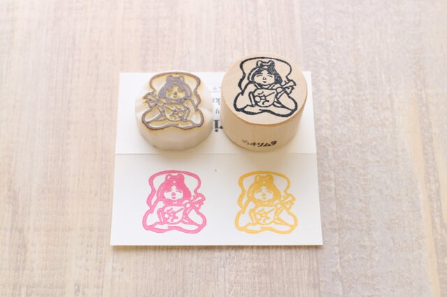 【Kaorimura】【消しゴムはんこ】 【hannko30076】【3センチ】【七福神:弁財天】の画像1枚目