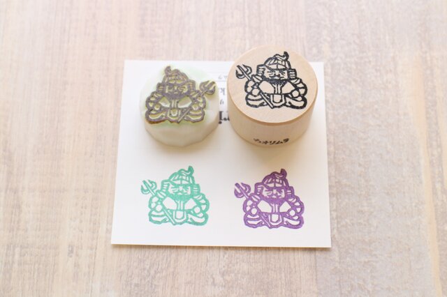 【Kaorimura】【消しゴムはんこ】 【hannko30075】【3センチ】【七福神:毘沙門天】の画像1枚目