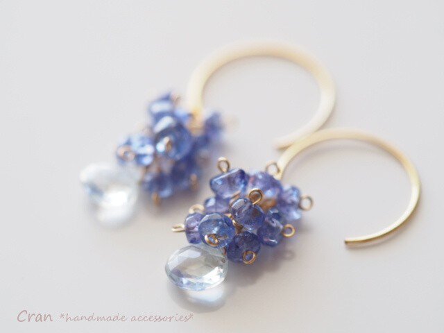 彬 ♦︎14kgf非加熱パープルサファイアふさふさピアス/イヤリング 彬 ♦︎14kgf非加熱パープルサファイアふさふさピアス