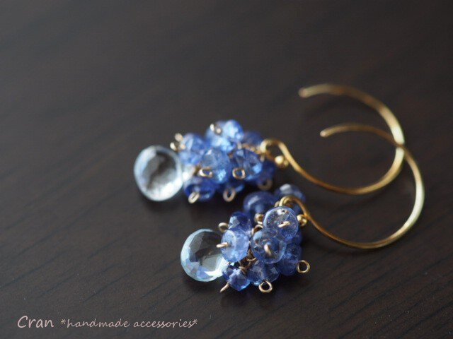 14kgf：タンザナイトとブルートパーズのピアス （イヤリング