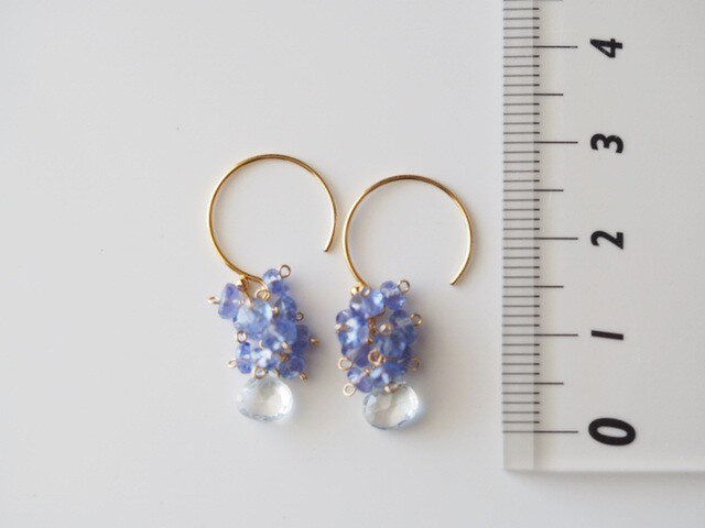 14kgf：タンザナイトとブルートパーズのピアス （イヤリング