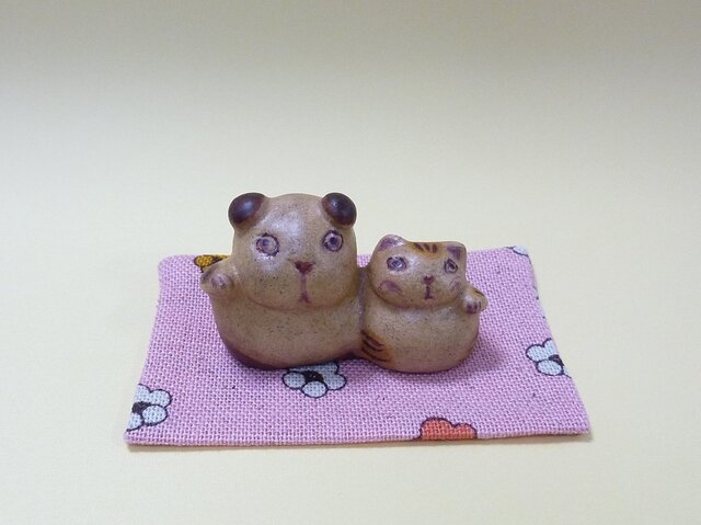 わんにゃん招き(茶ぶちとトラ)の画像1枚目