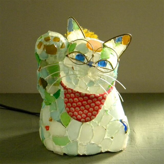 シーグラスランプ 招き猫のランプー3 | iichi 日々の暮らしを心地よく