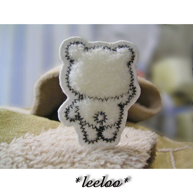 ハーイ!!!くまだよ★もこもこワッペンミニ★後白