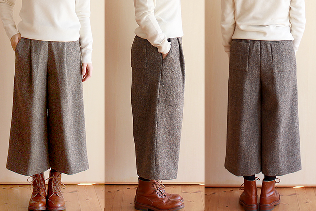 ハリスツイード ワイドパンツ・ブラウンミックス | iichi 日々の暮らし