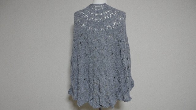 グレー*ネップ<カシミヤ混> 半円形ショールの画像1枚目