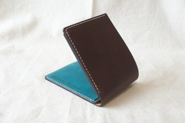 二つ折り財布《DarkBrown&TurquoiseBlue》の画像1枚目