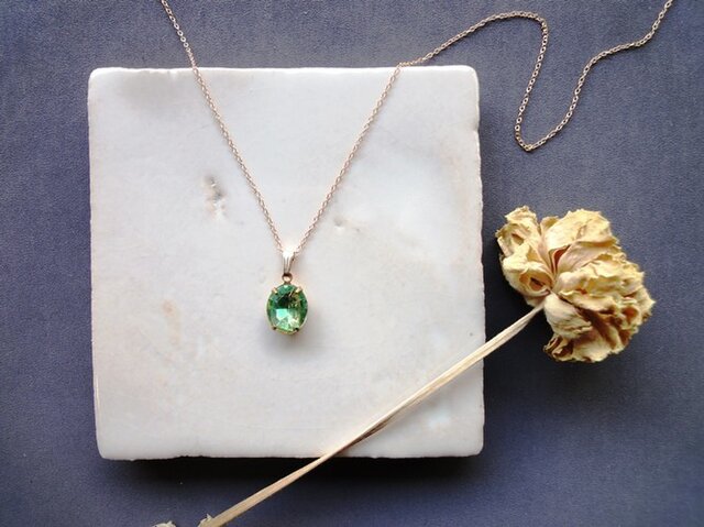 Vintage Stone Necklace■Oval■G&Yの画像1枚目