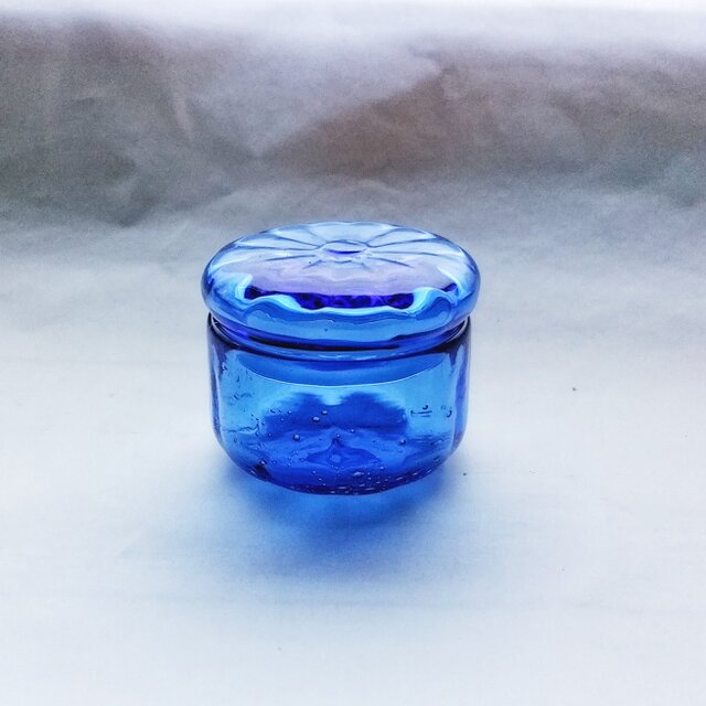 一点物★コバルトブルーのガラスの小箱の画像1枚目