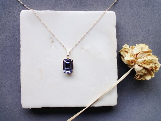 Vintage Stone Necklace■Octagon■Tanzaniteの画像1枚目