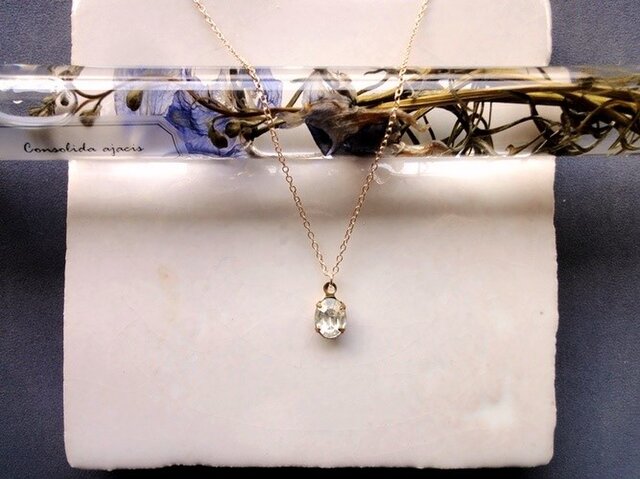 Vintage Stone Necklace■Crystal■O8の画像1枚目