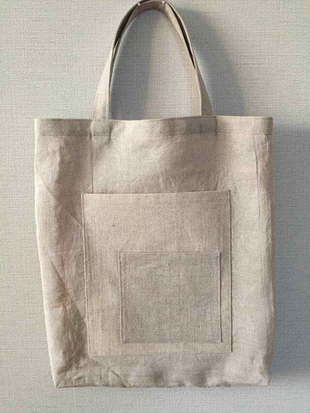 麻のトートバックの画像1枚目