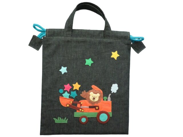 入園用品：巾着 くまさんの機関車 | iichi 日々の暮らしを心地よくする
