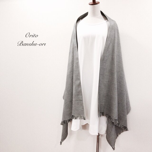【完売】3wayマフラーショール*グレンチェック*播州織の画像1枚目