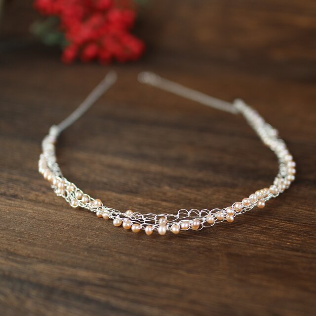 [silver999] 淡水パール3連ネックレス（ピンク）