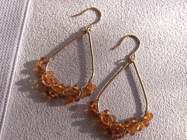 【SALE】シトリンのドロップピアス【k14gf】の画像1枚目
