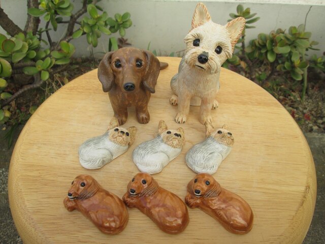 *ご予約品*ダックスフンド・ヨーキーの置物&箸置きの画像1枚目