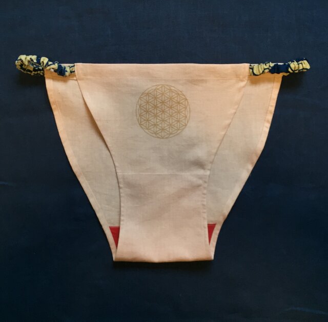 3 ウエスト ゴムのふんどしパンツ ⁂ゴム固定型 ⁂スリムビキニ型⁂ flower of lifeの画像1枚目