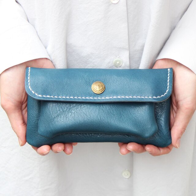 mare-wallet ダックブルー(杤木レザー財布)の画像1枚目