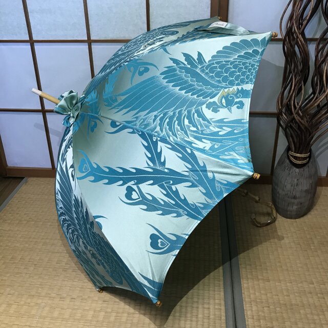 日傘 de 着物 水色鳳凰の画像1枚目