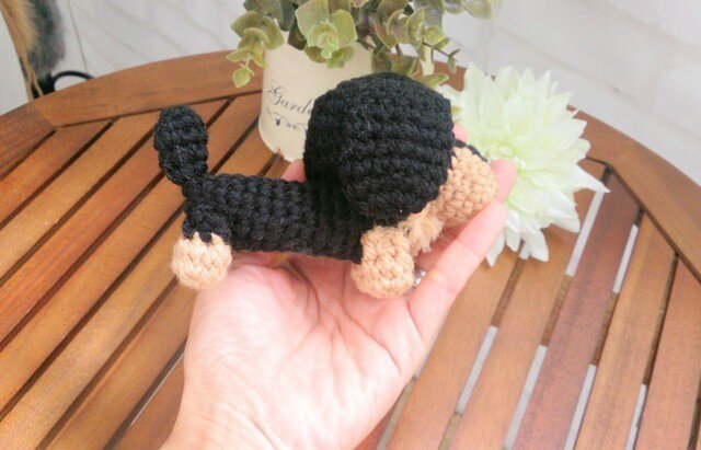 ダックスフント（黒）☆あみぐるみ☆ 編みぐるみ 干支 戌 | iichi 日々