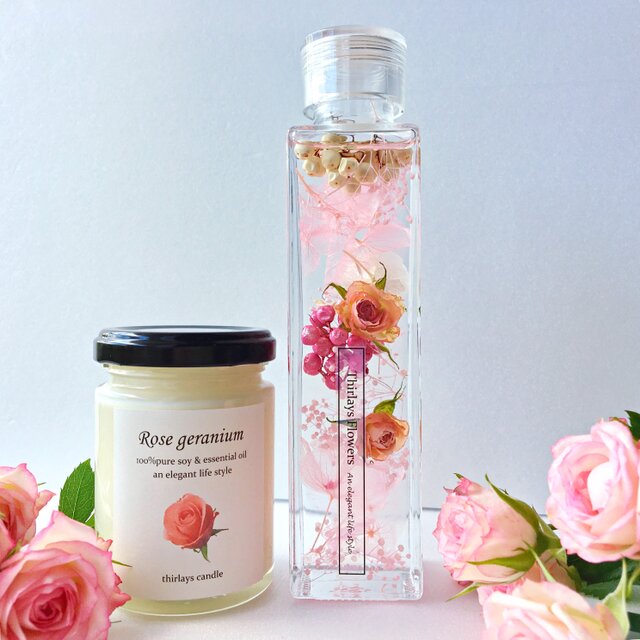 エレガントギフト rose candle & ハーバリウム elegantの画像1枚目