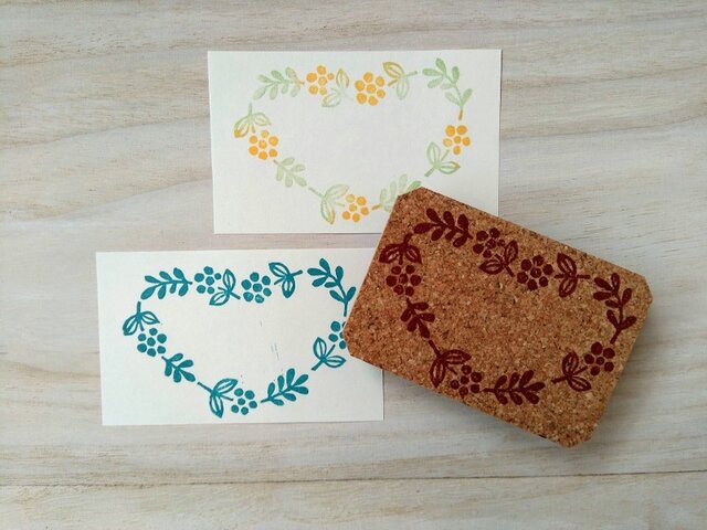 ◇受注作成◇消しゴムはんこNo39(ハートのメモ枠)の画像1枚目
