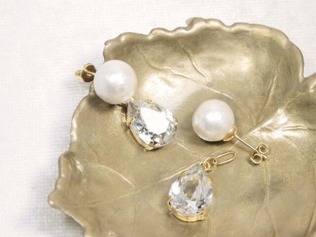cotton pearl 2way ピアスの画像1枚目