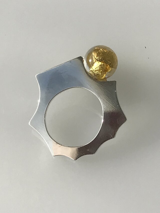 リング・金星B/950silver・金箔ガラス＃１３-