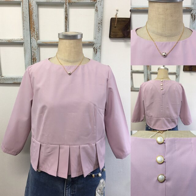 セール価格★大人スモーキーピンク❤️すそタック入り後ろパールボタンブラウス(サイズM)の画像1枚目