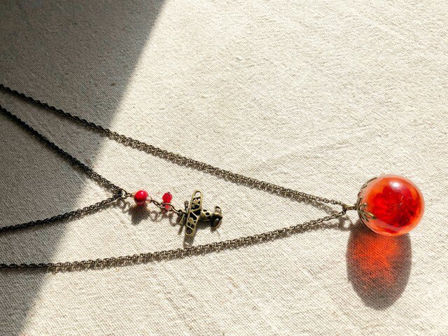 Botanical jewelry サン=テグジュベリと紅い薔薇 2連ネックレスの画像1枚目