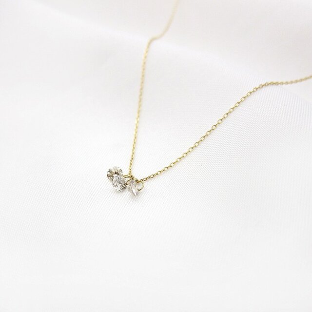 【再制作】シンデレラ ダイヤ0.2ct 3pネックレス K18/K10の画像1枚目