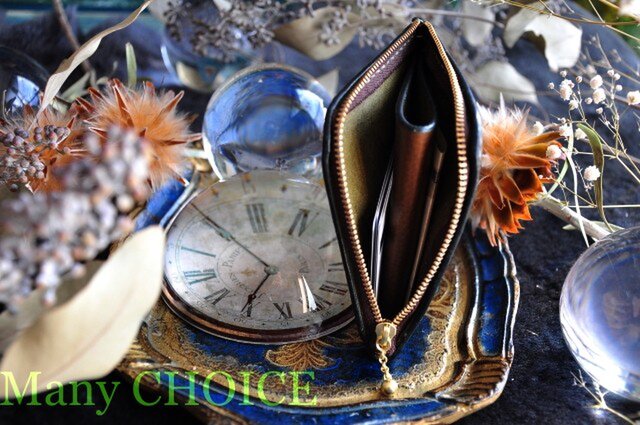 ハーフウォレット　オリーブ　イタリアンレザー　訳アリ品 ハーフウォレット オリーブ イタリアンレザー 訳アリ品