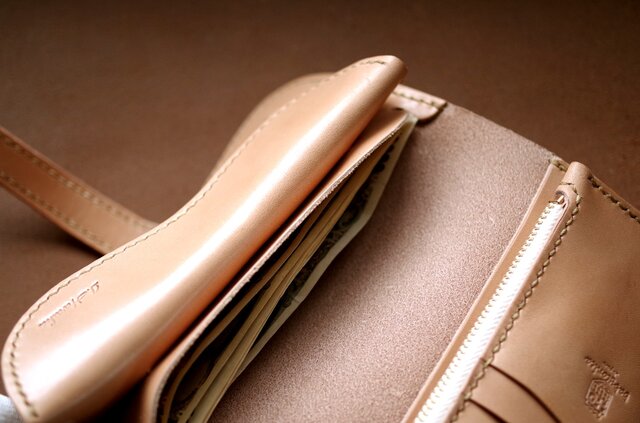 歳末特価★ハンドメイド手縫い ベジタブルタンニンサドルレザー 長財布 6011 手縫い革財布 ハンドメイドサドルレザーミディアムウォレット