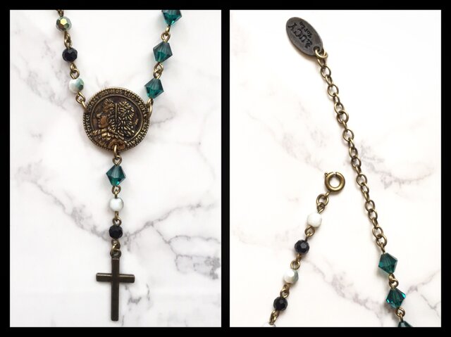ロザリオ風ネックレス【VIRIDIAN×BLACK】 | iichi 日々の暮らしを