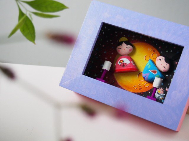 painted driftwood & pebble art ゆづちゃんの雛祭りの画像1枚目