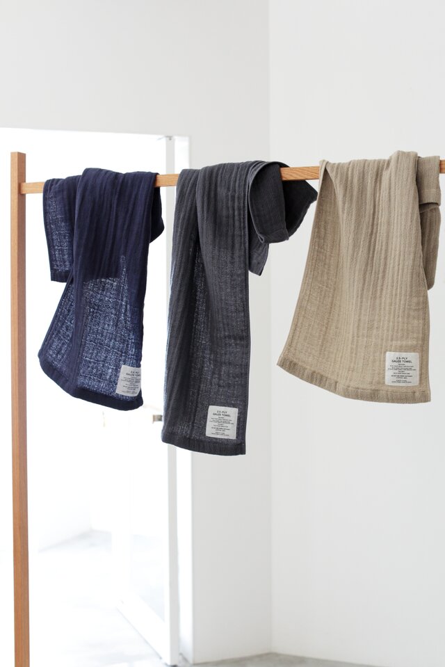 2.5-PLY GAUZE TOWEL マフラー Mix Navyの画像1枚目