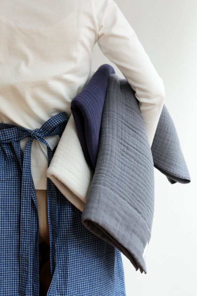 INNER PILE TOWEL バスタオル Navyの画像1枚目