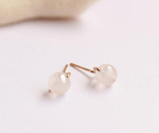 フラッシュ ローズクォーツ Yピアス Silver／14KGF／K10／K18 | iichi