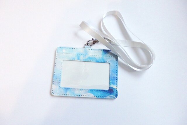 ▷Calling 青のリバーブ パスケース id カードケース 定期入れの画像1枚目
