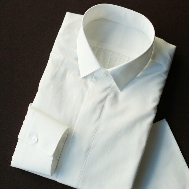 【size S 小さめ(首廻36)】スーピマオーガニックコットン ギャザーシャツの画像1枚目