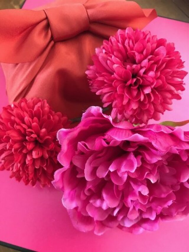 和風★シャクヤクとマムの華やかな紙飾りの画像1枚目