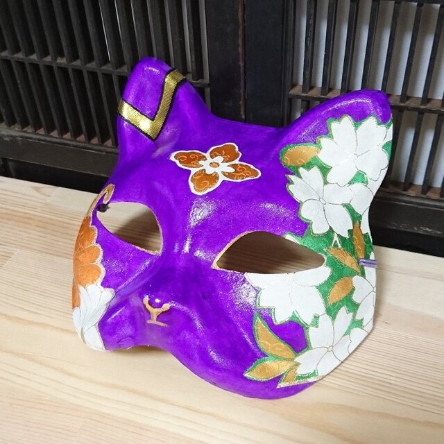 一閑張り猫面 “紫猫”の画像1枚目