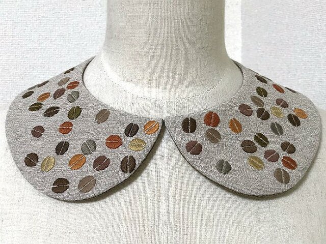 手刺繍つけ襟（珈琲豆） | iichi 日々の暮らしを心地よくする