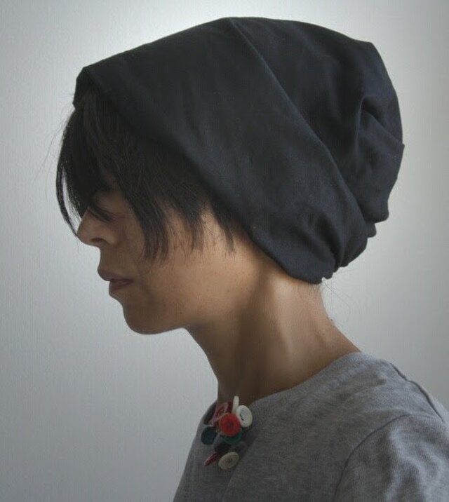ターバンな帽子　黒リバーシブル　送料無料