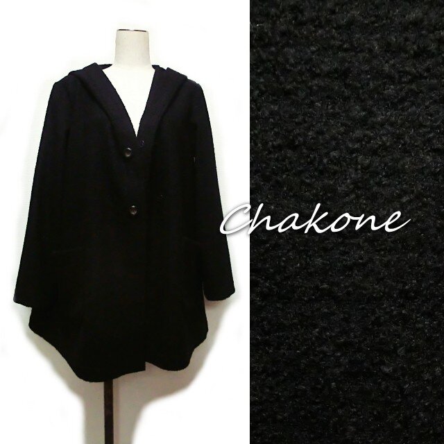 【コーディガン】ふわり暖かい秋冬カーディガン・ハーフコート(フード付き)(M) ぽこぽこウール