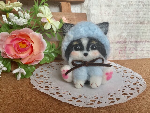 羊毛フェルト 水色 セーター のチワワ君の画像1枚目
