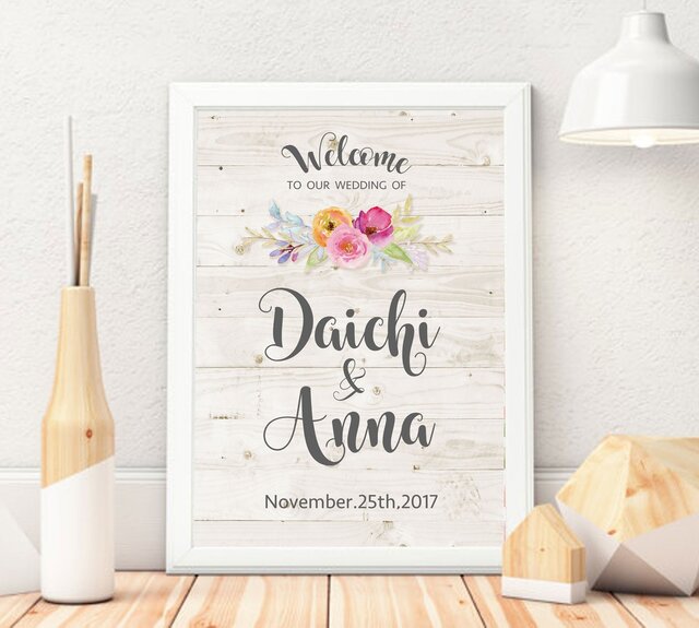 海外風パステル水彩花♡ウェルカムボード結婚式の画像1枚目