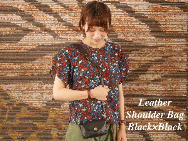 【受注製作】本革ショルダーバッグ (Black×Balck)の画像1枚目