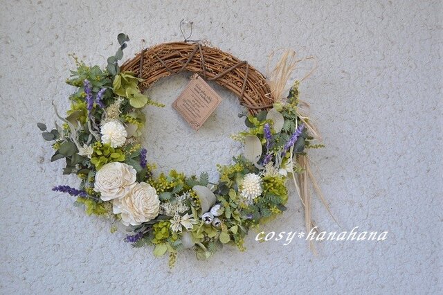 ミモザとユーカリのナチュラルwreathの画像1枚目